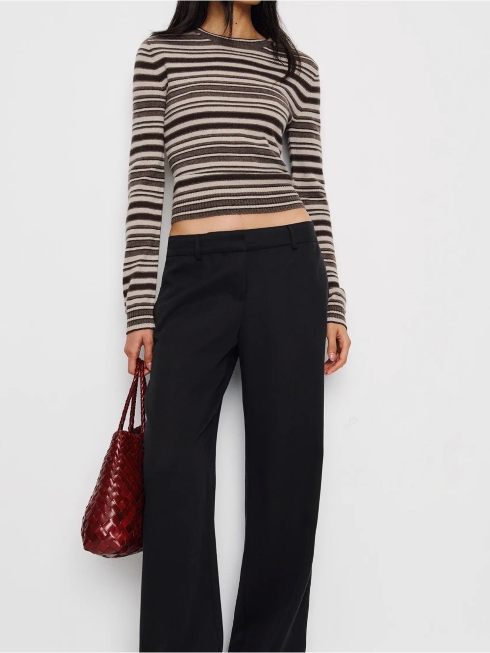 Reformation Lian Cashmere Crew Sweater Brown NEW NWT